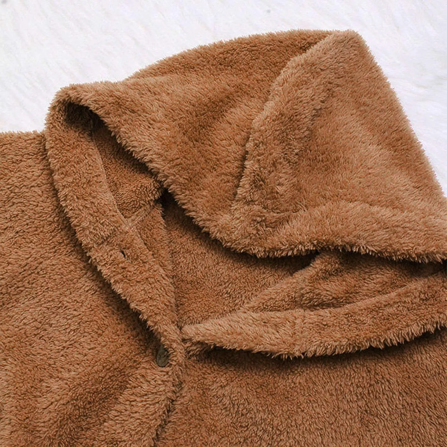 BOXIACEY Plus Size Coats for Women Wool Teddy Bear Coat Fleece Button Down Jacket Plush Hooded Cardigan with Pocket