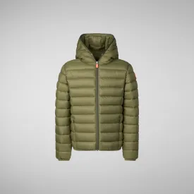 Boys' animal free puffer jacket Dony in dusty olive