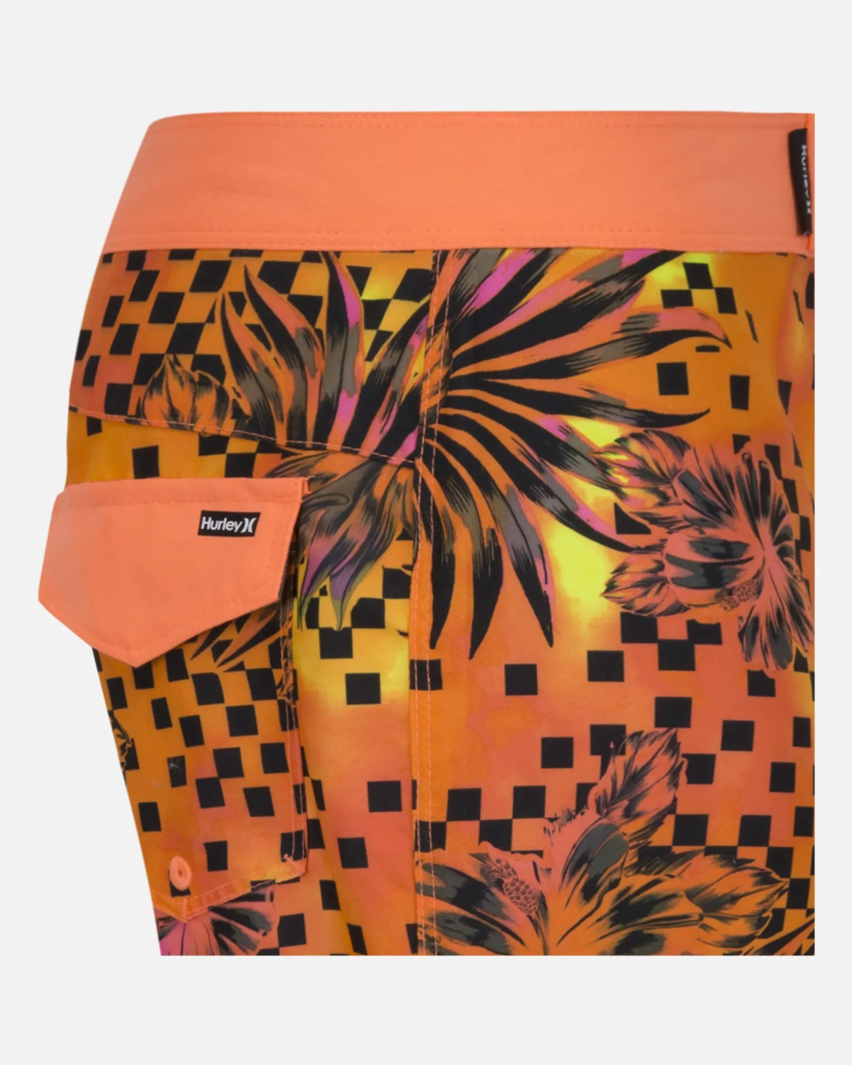 Boys Floral Checkered Boardshort