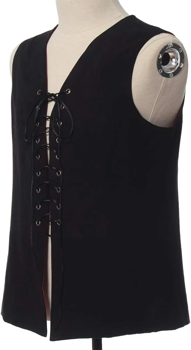 BPURB Mens Renaissance Steampunk Lace-up Vest Gothic Waistcoat Reversible Vest for Men