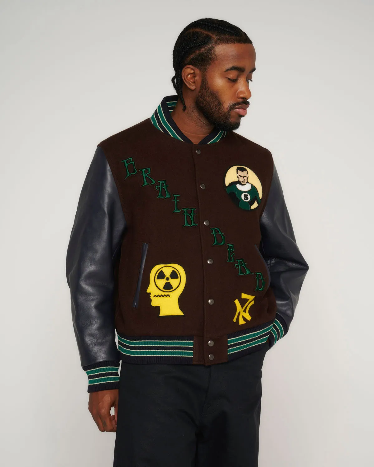 Brain Dead x Nexus VII x Gimme 5 Varsity Jacket - Brown
