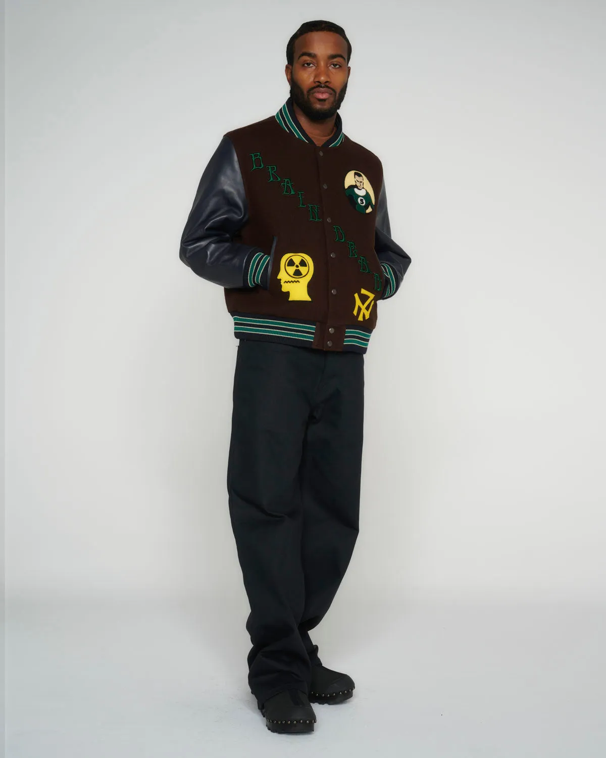 Brain Dead x Nexus VII x Gimme 5 Varsity Jacket - Brown