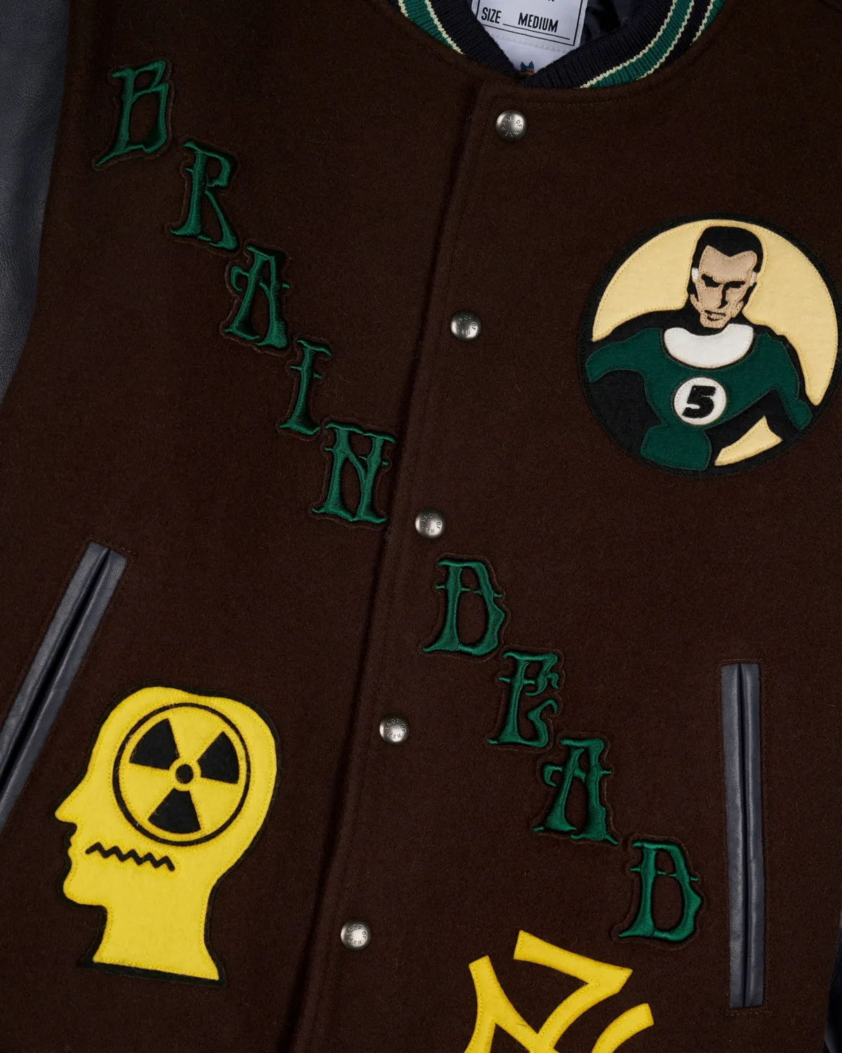 Brain Dead x Nexus VII x Gimme 5 Varsity Jacket - Brown