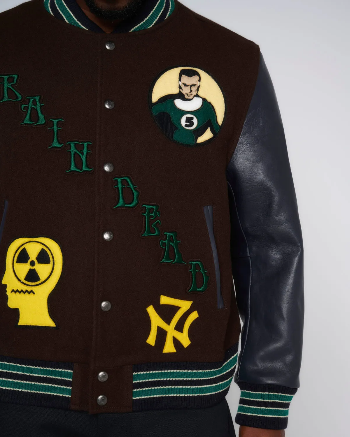 Brain Dead x Nexus VII x Gimme 5 Varsity Jacket - Brown