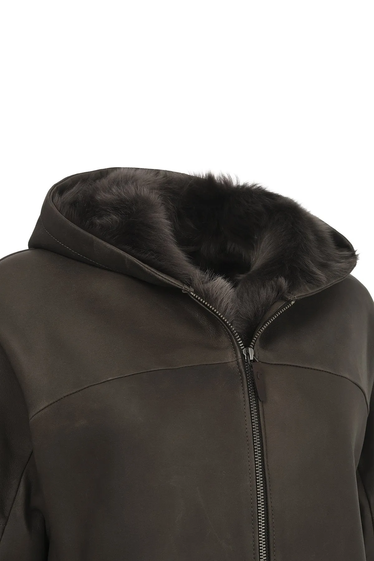 Brown Anthracite Shearling Coat