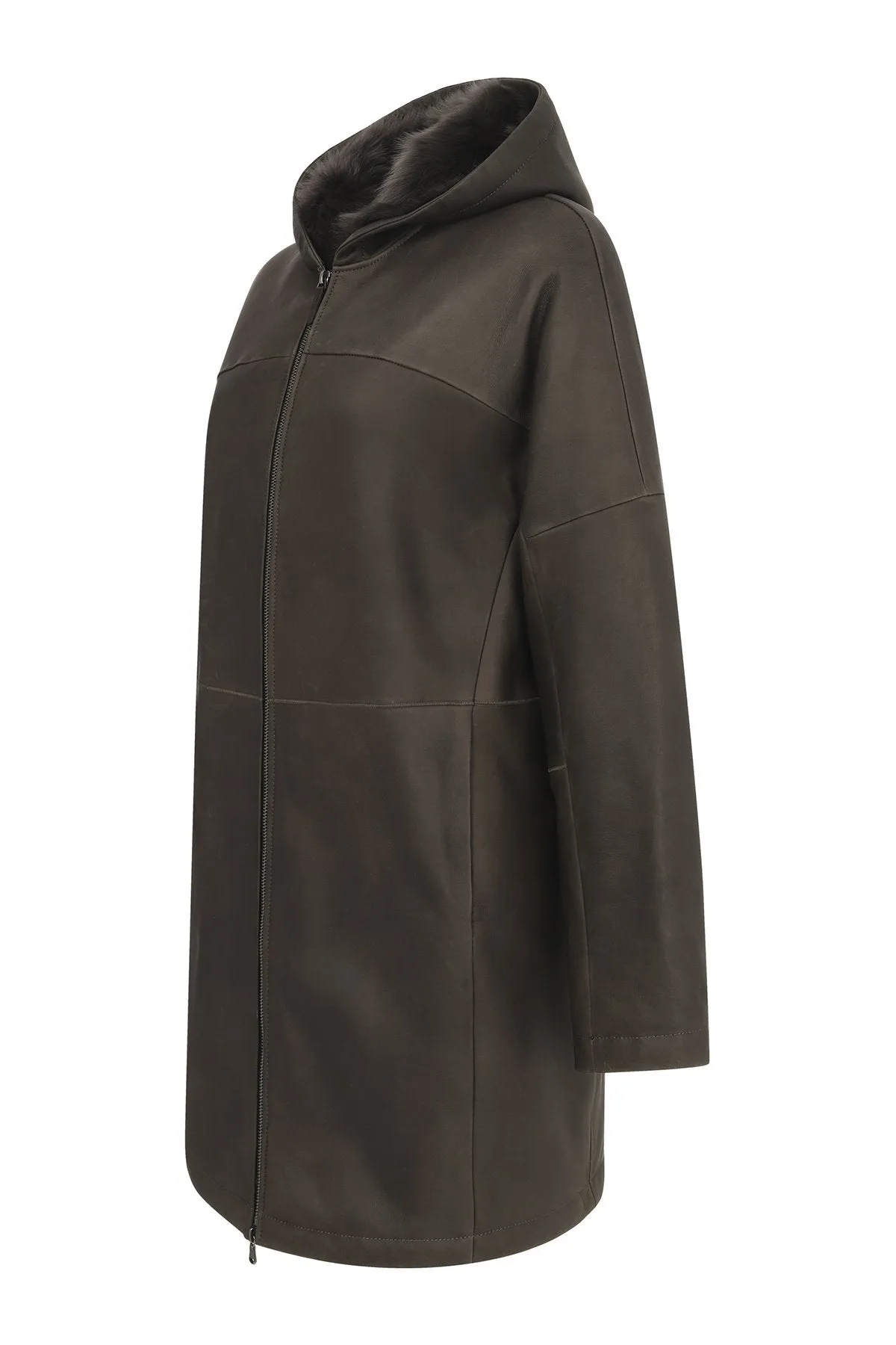 Brown Anthracite Shearling Coat