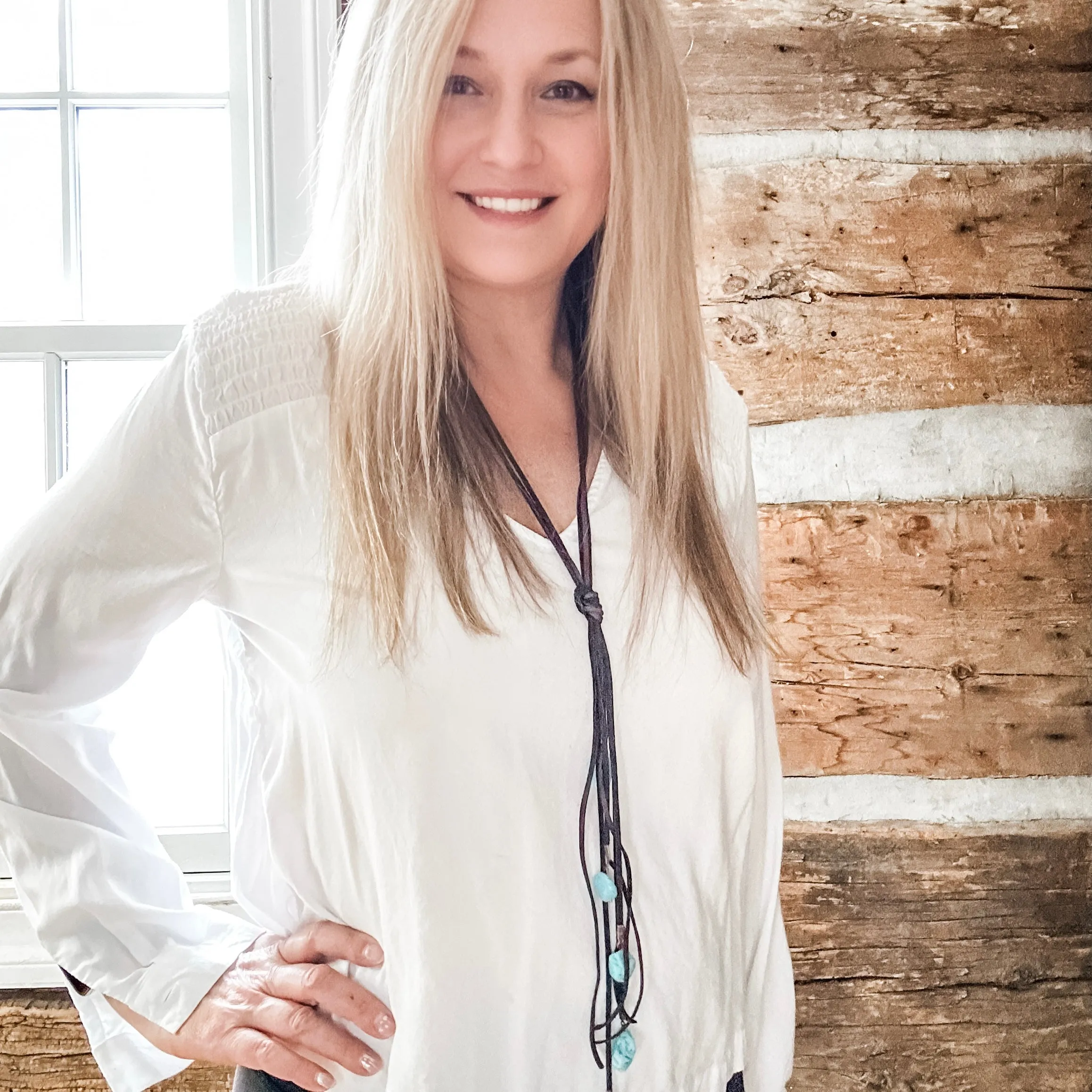 Brown Leather Lasso Necklace with Turquoise Accents