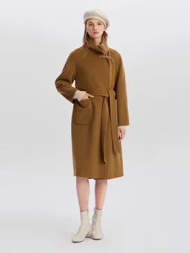 Brown Woolen Reversible Wrap Coat
