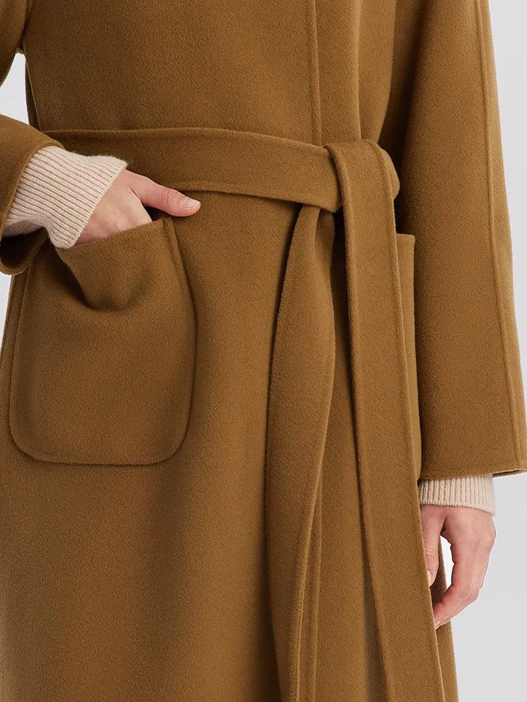 Brown Woolen Reversible Wrap Coat