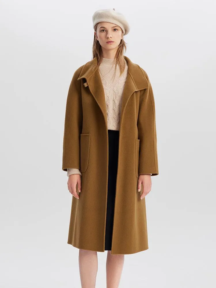 Brown Woolen Reversible Wrap Coat