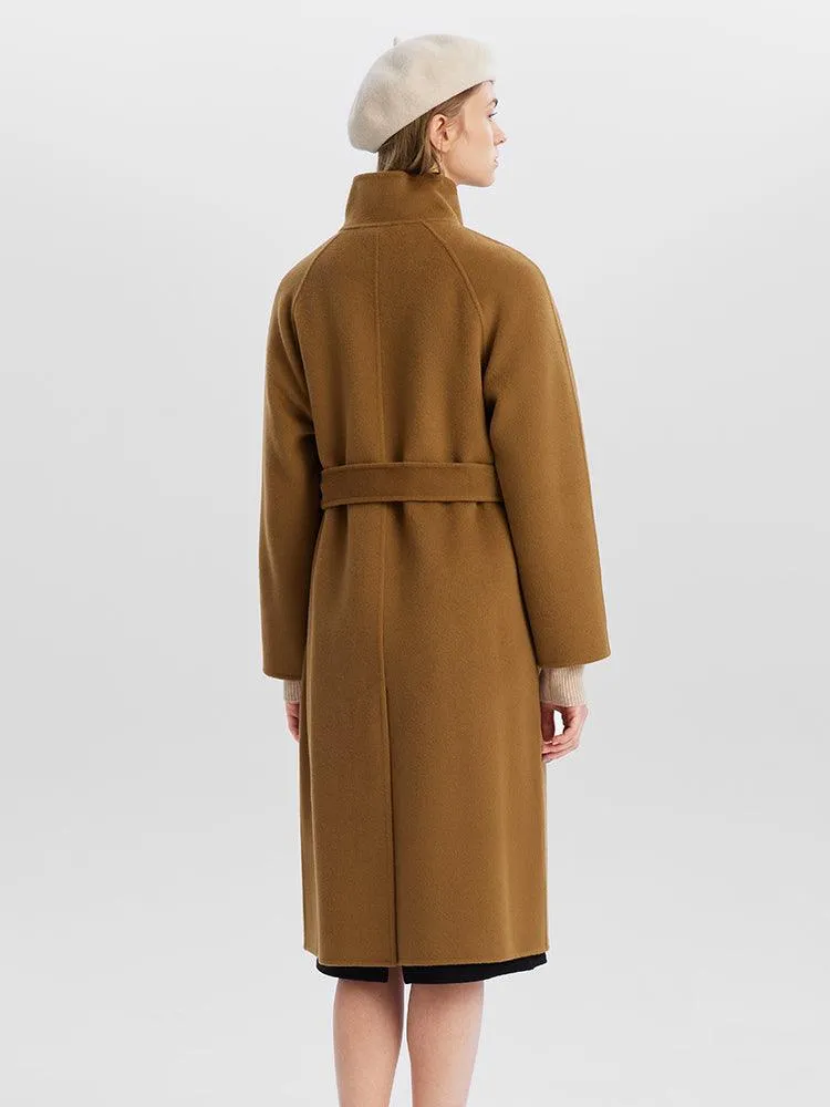 Brown Woolen Reversible Wrap Coat