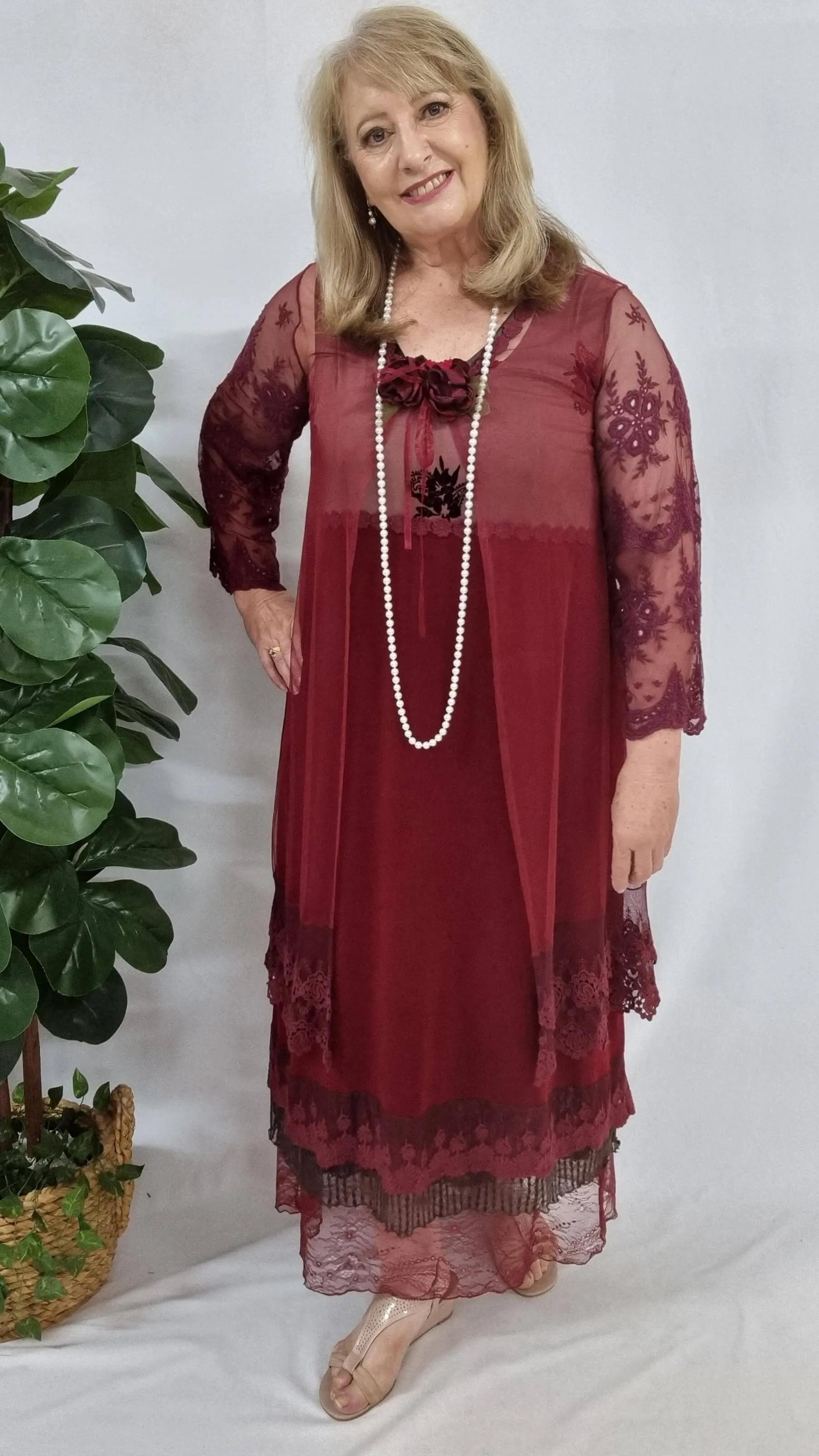 Burgundy 3-Piece Dress Set ML08