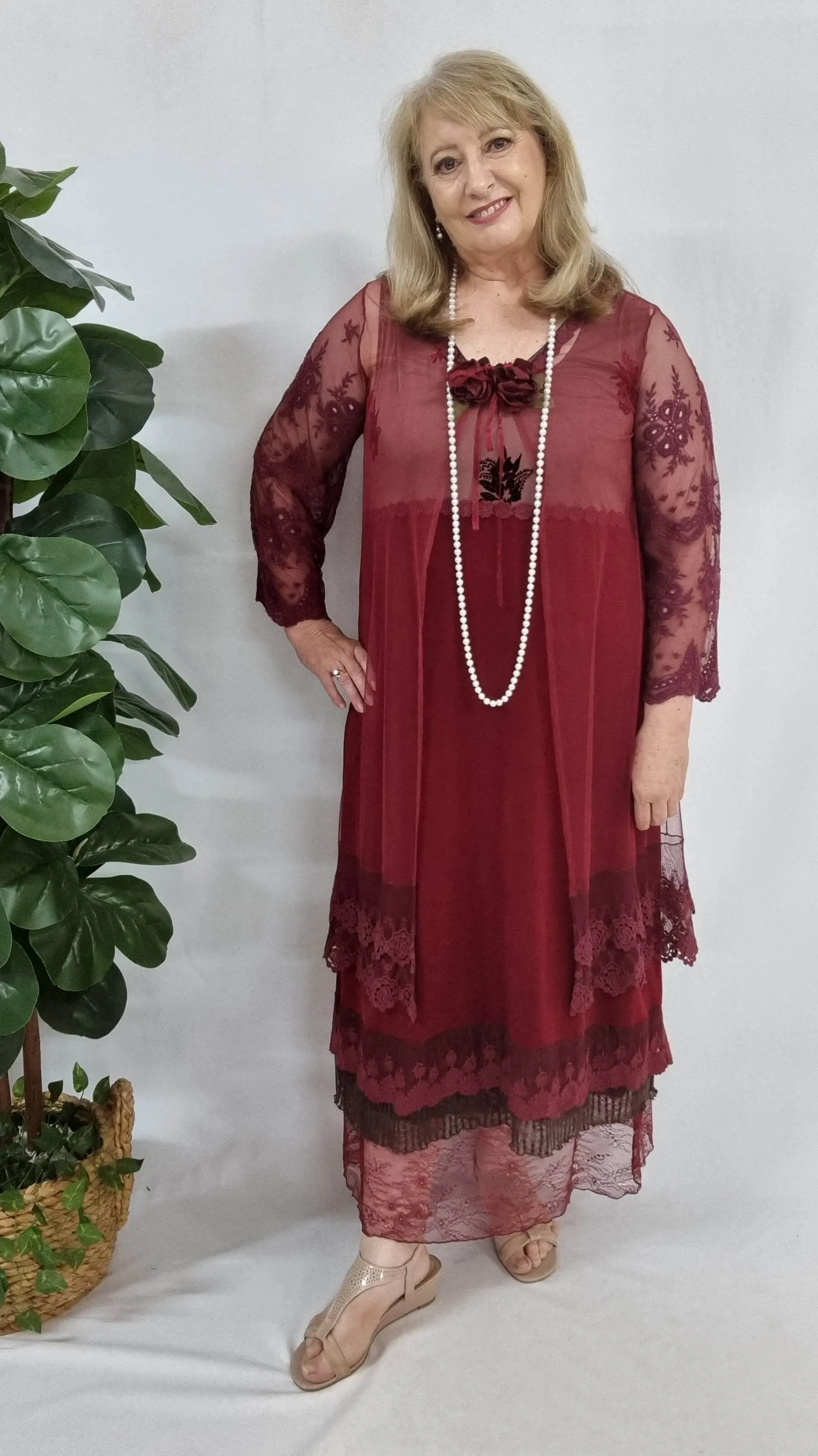 Burgundy 3-Piece Dress Set ML08