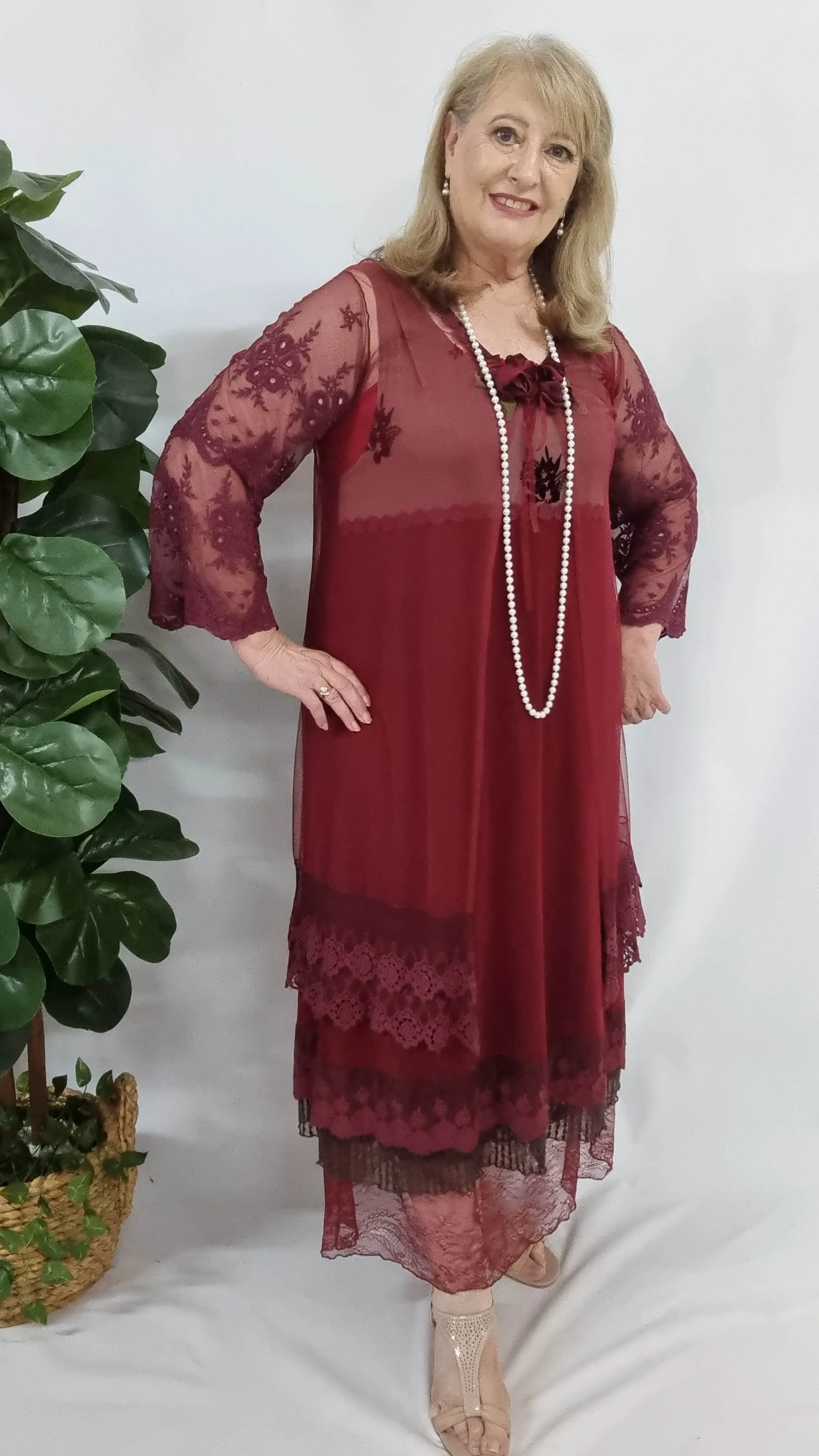 Burgundy 3-Piece Dress Set ML08