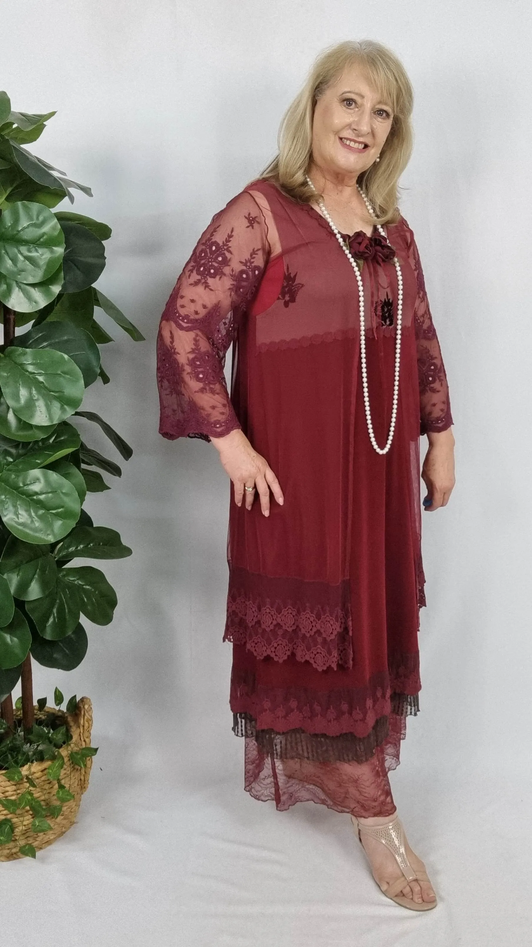 Burgundy 3-Piece Dress Set ML08