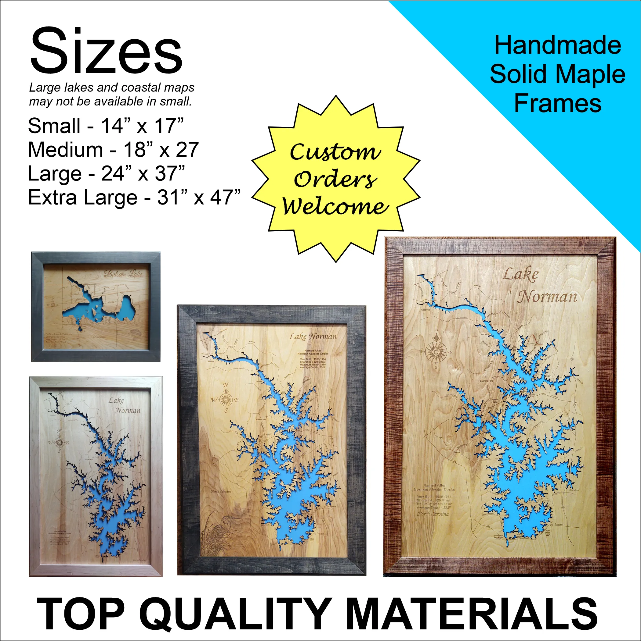 Caney Fork River, TN - Laser Cut Wood Map