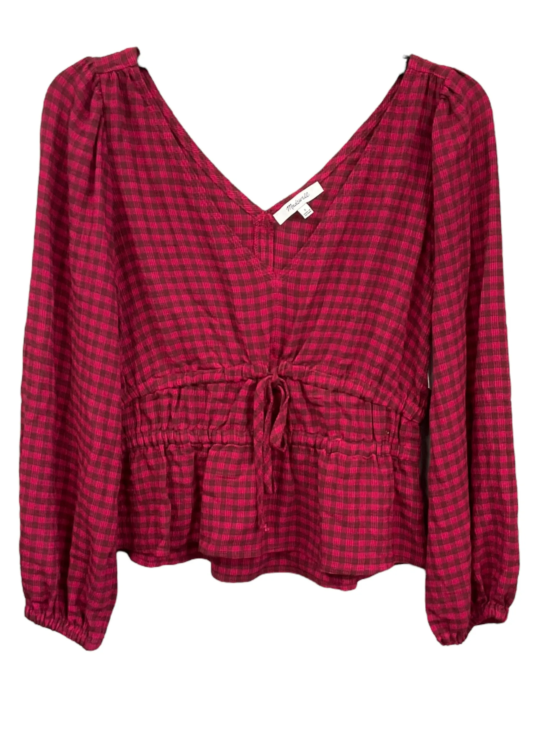Checkered Pattern Top Long Sleeve Madewell, Size S