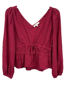 Checkered Pattern Top Long Sleeve Madewell, Size S