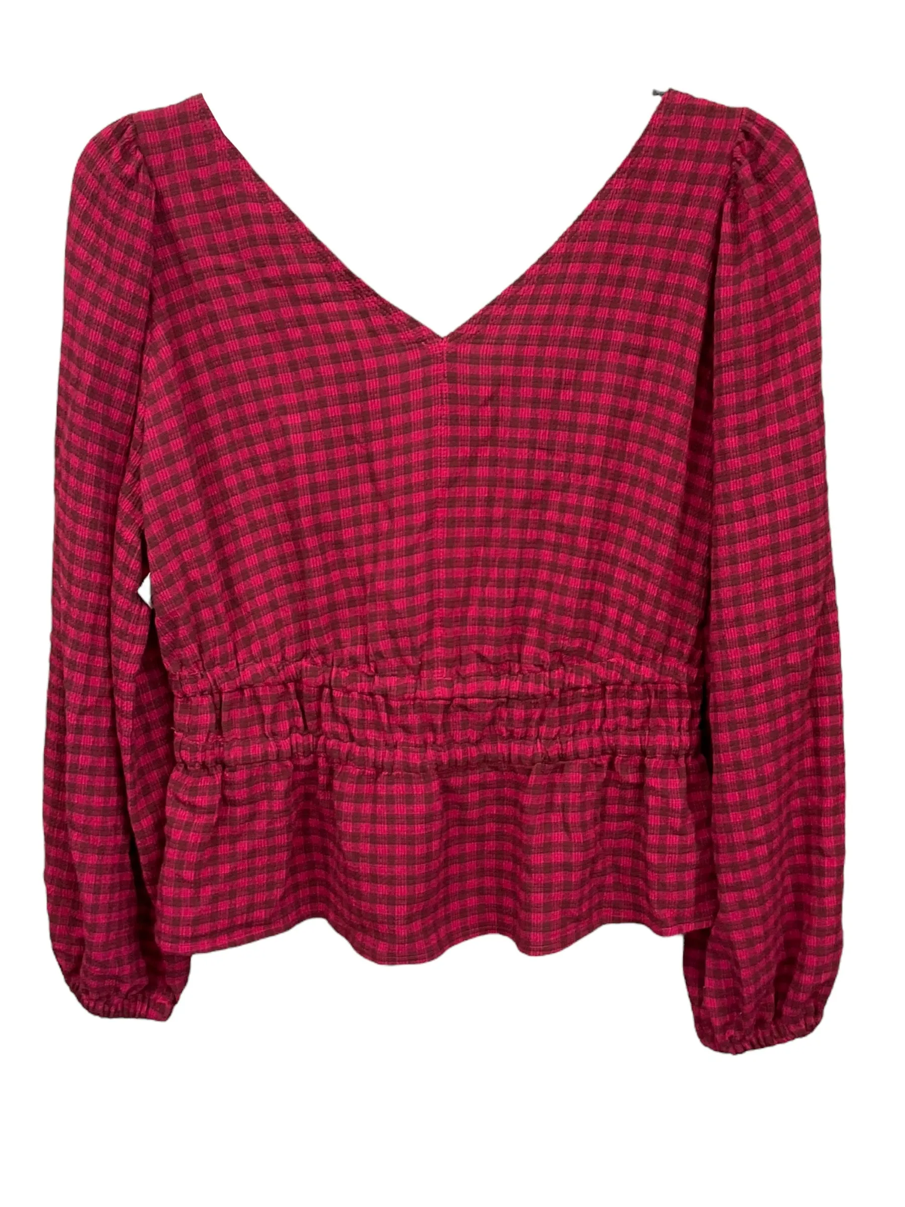 Checkered Pattern Top Long Sleeve Madewell, Size S