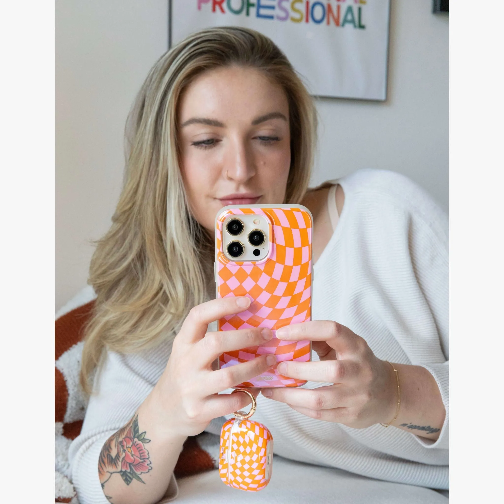 Checkmate Pink/Orange AirPods Case