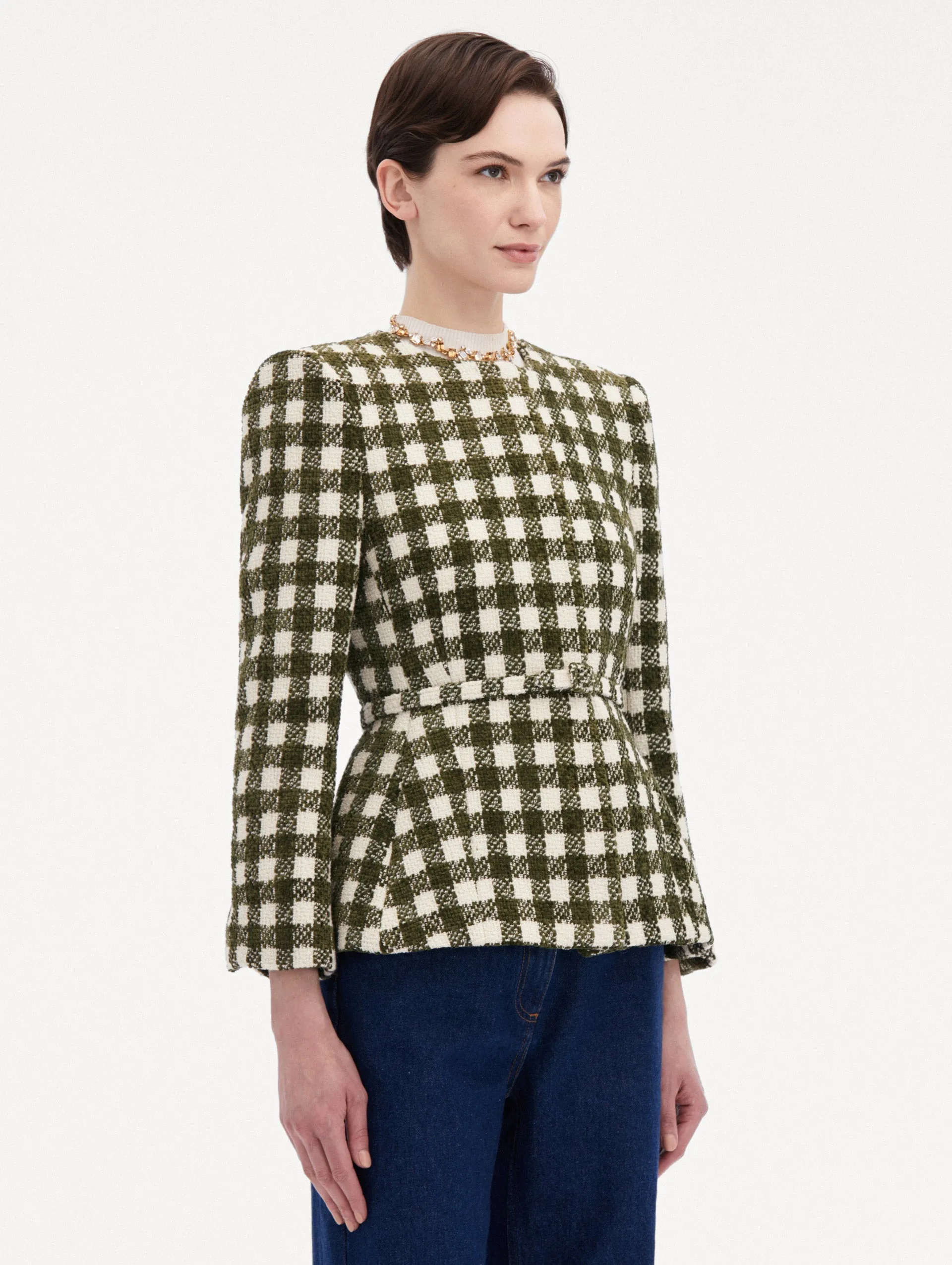 Chenille Check Tweed Jacket