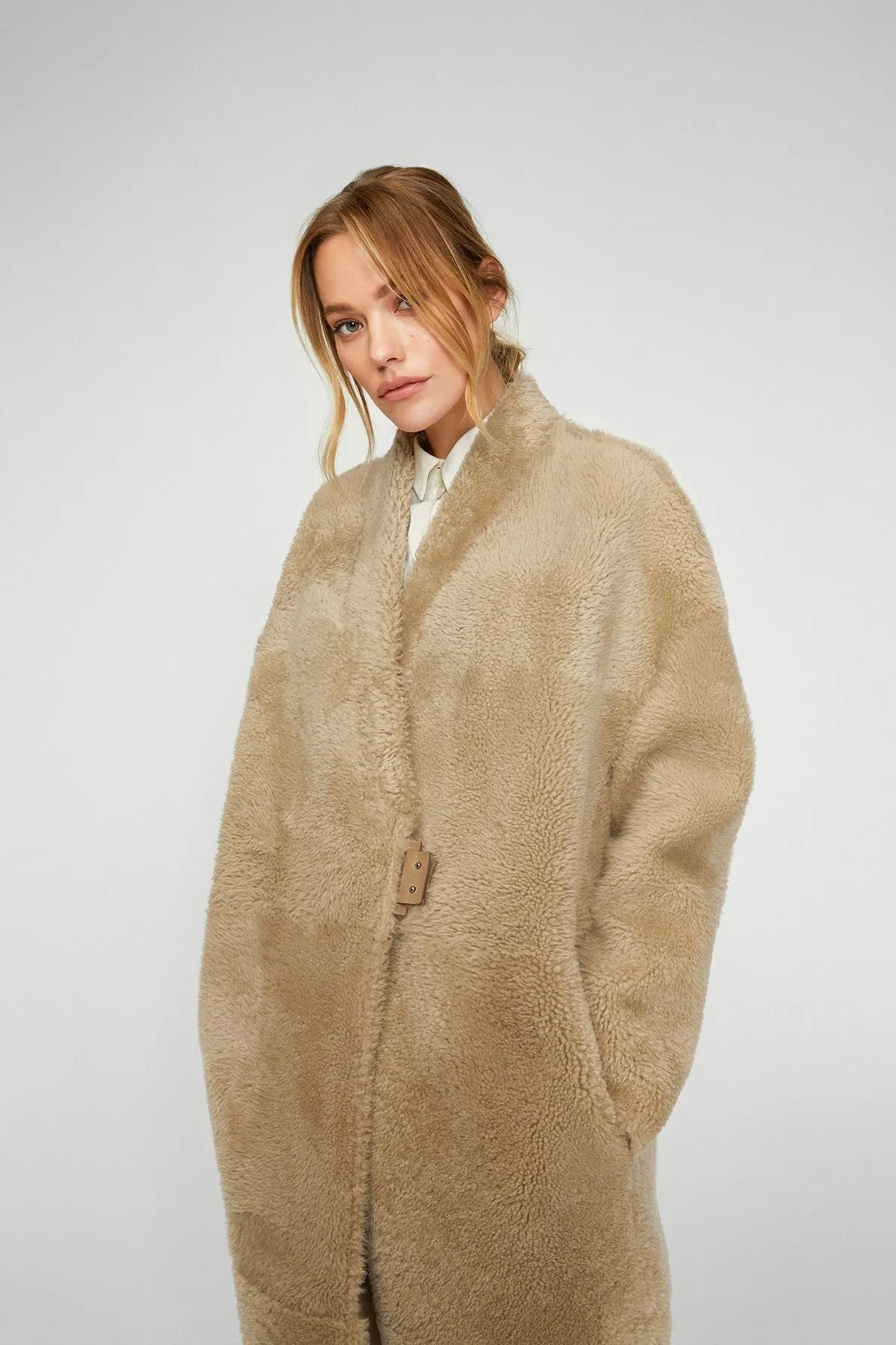 Cream Shearling Coat
