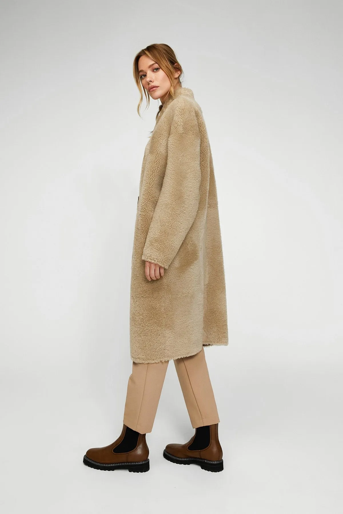 Cream Shearling Coat
