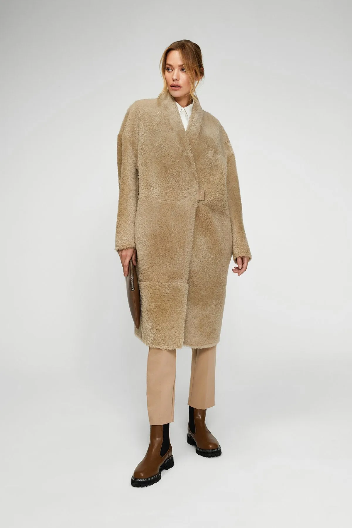 Cream Shearling Coat