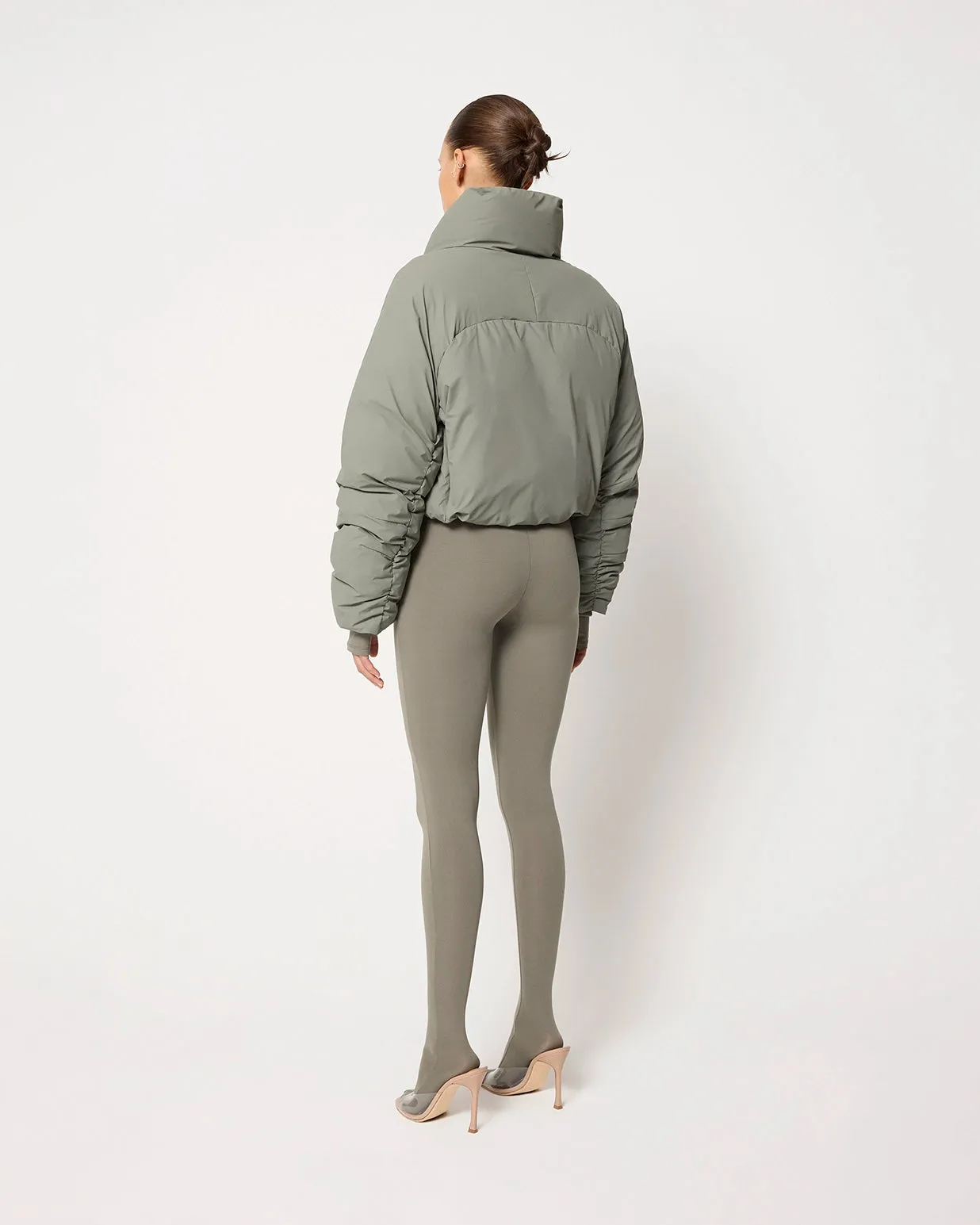 Cropped Puffer Jacket | Dusty Olive