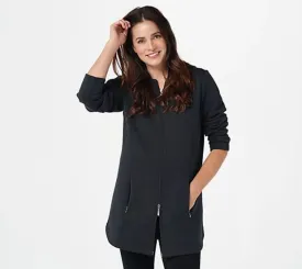 Denim & Co. Active Regular Fleece Back Jersey Zip Front Jacket