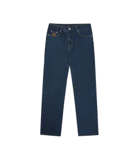 DIAMOND & DOLLAR EMBROIDERED DENIM PANTS - INDIGO