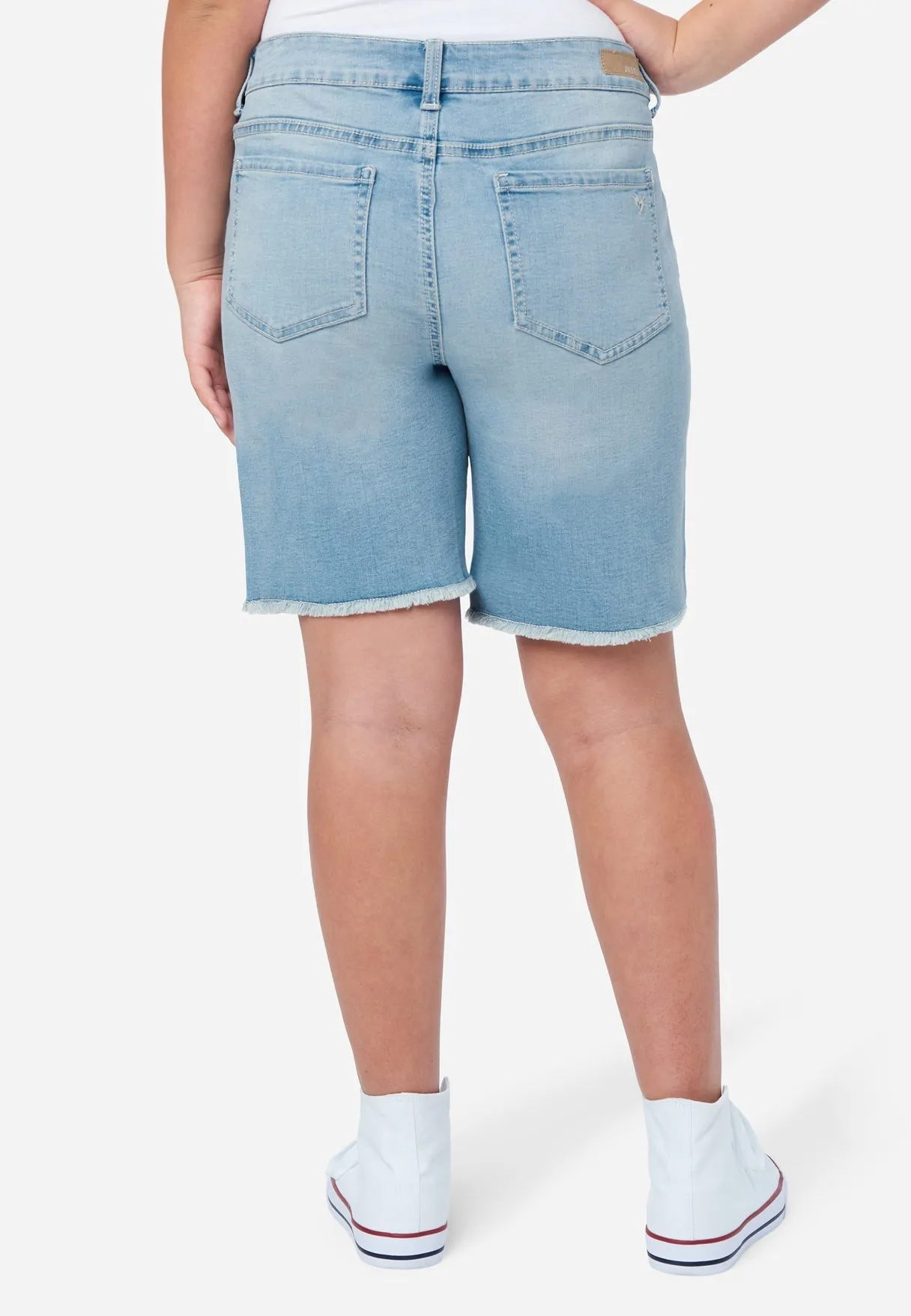 Distressed Girlfriend Bermuda Denim Shorts