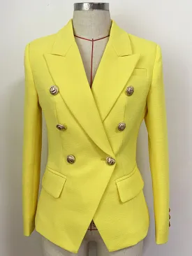 Double Breasted Textured Blazer in Yellow