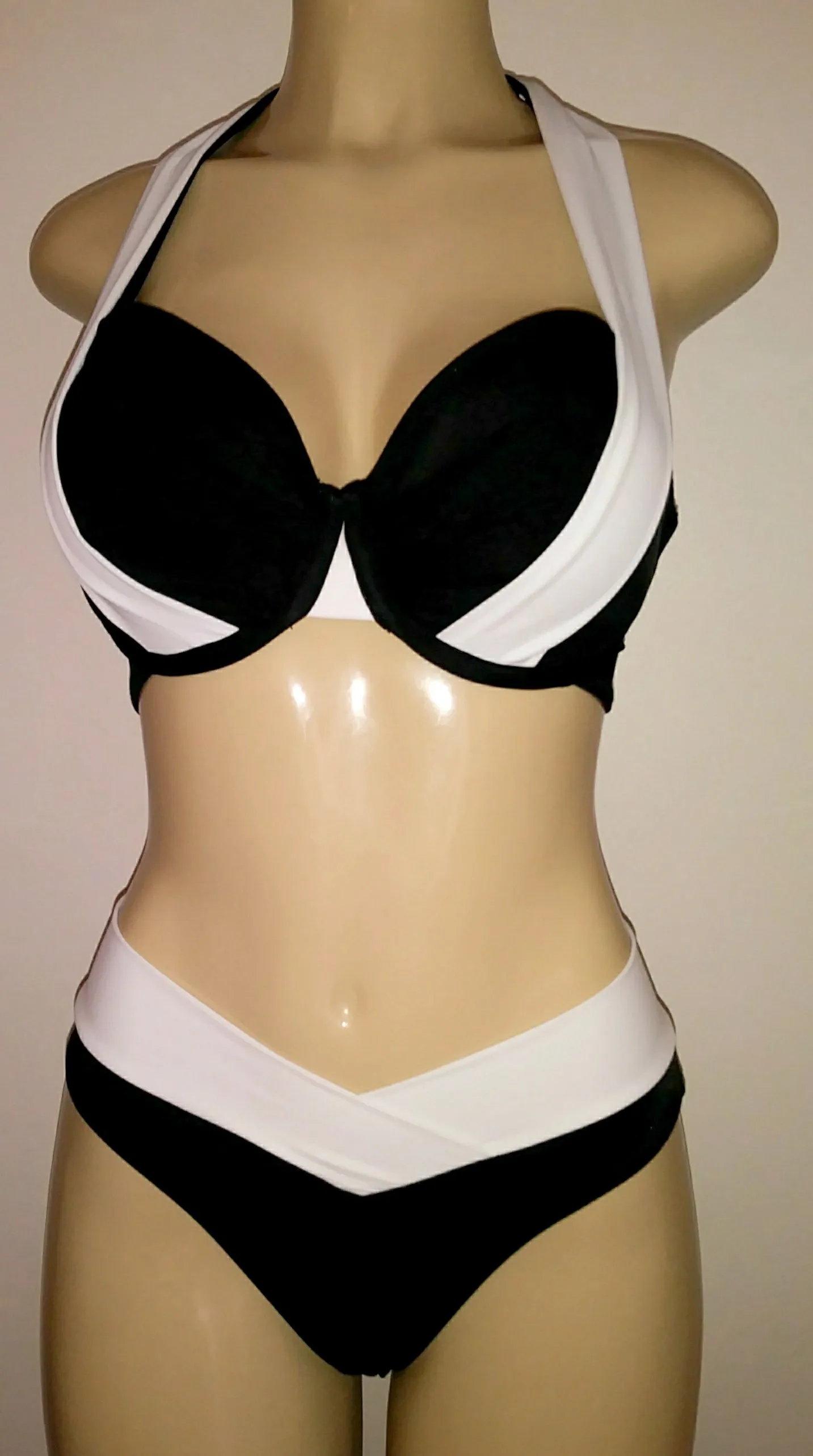 Double Halter Bikini Top and Crisscross High Waist Bikini Bottom