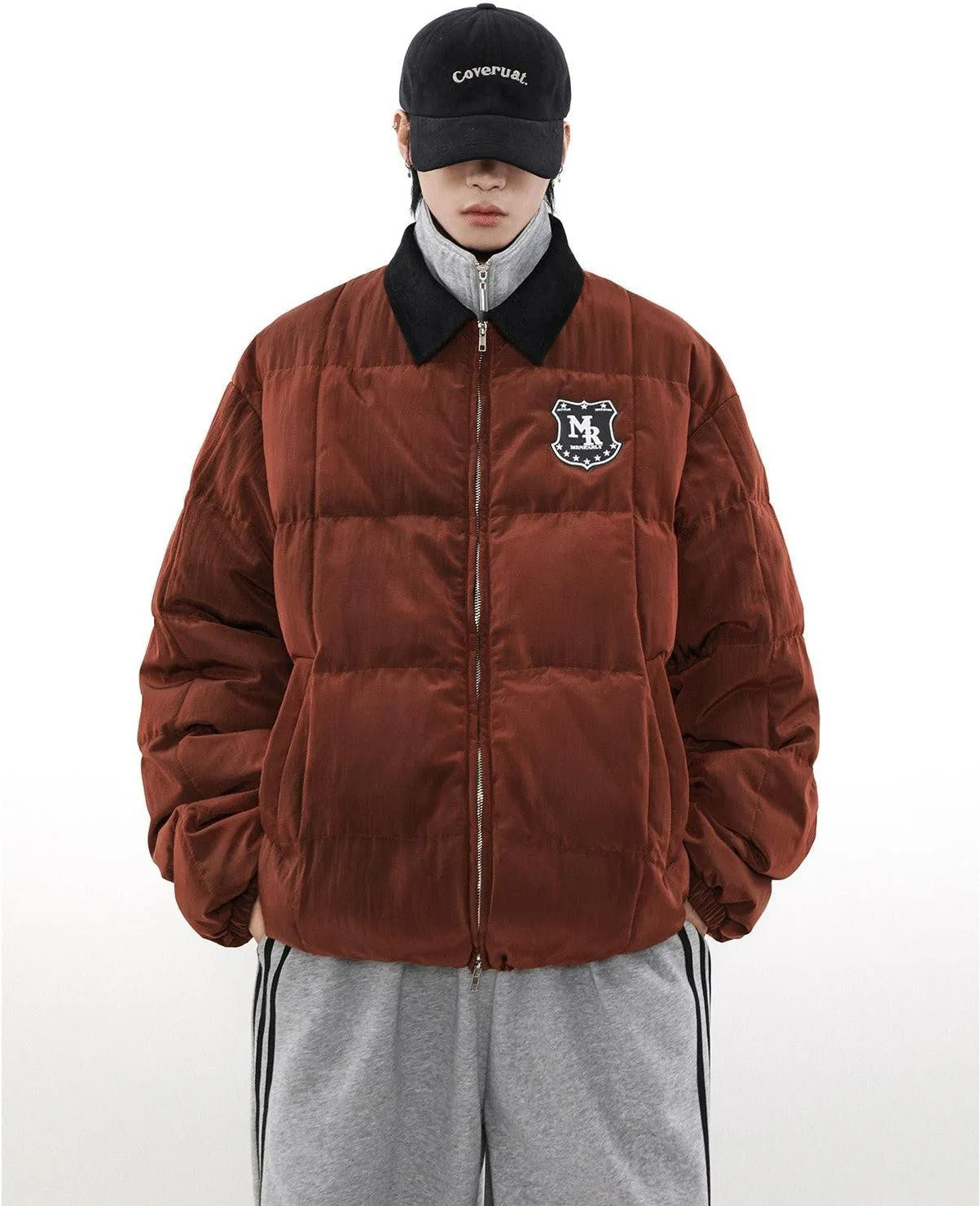 Embroidered Badge Quilted Lapel Jacket