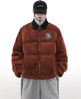 Embroidered Badge Quilted Lapel Jacket