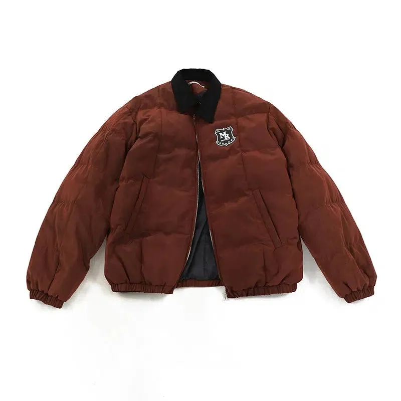 Embroidered Badge Quilted Lapel Jacket