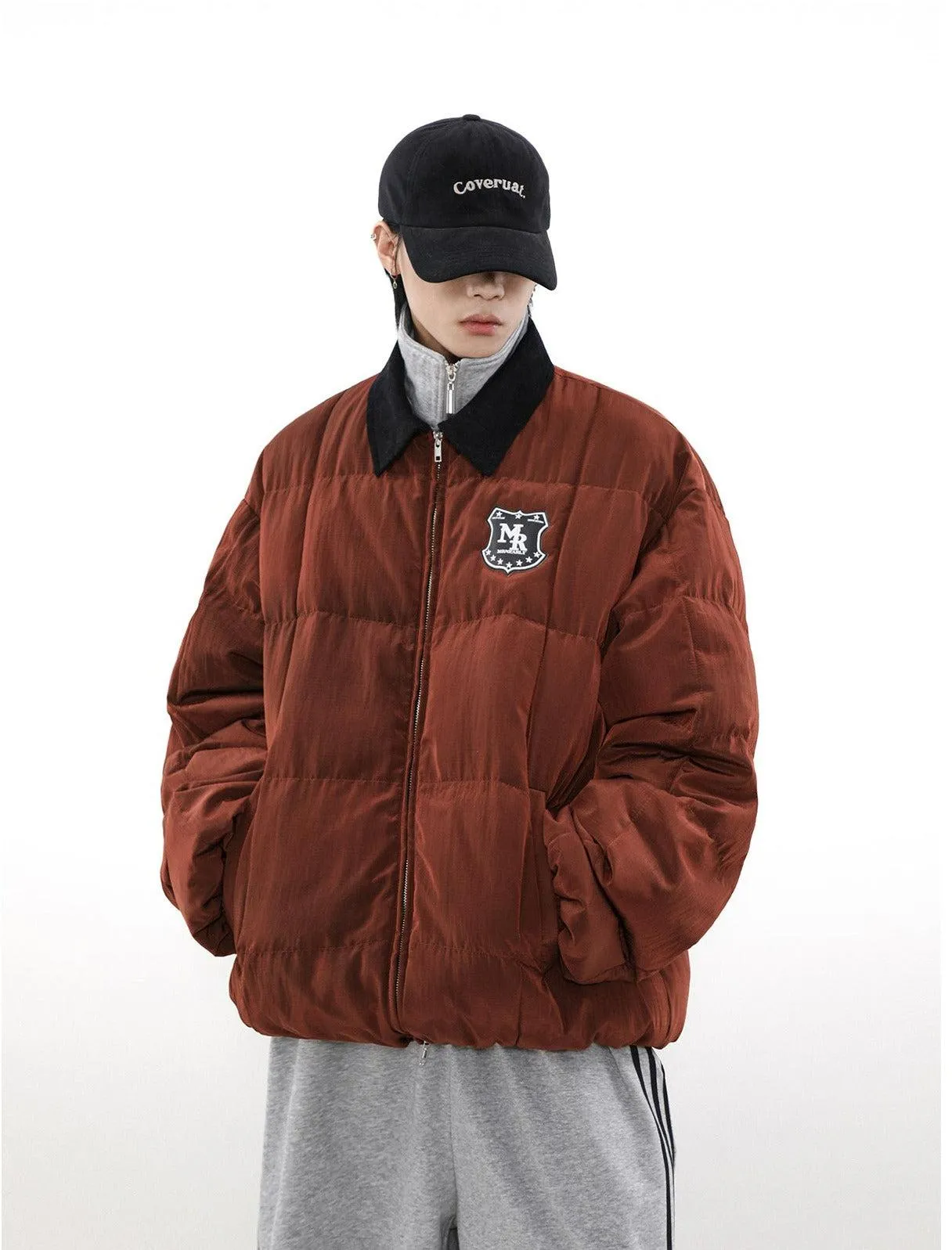 Embroidered Badge Quilted Lapel Jacket