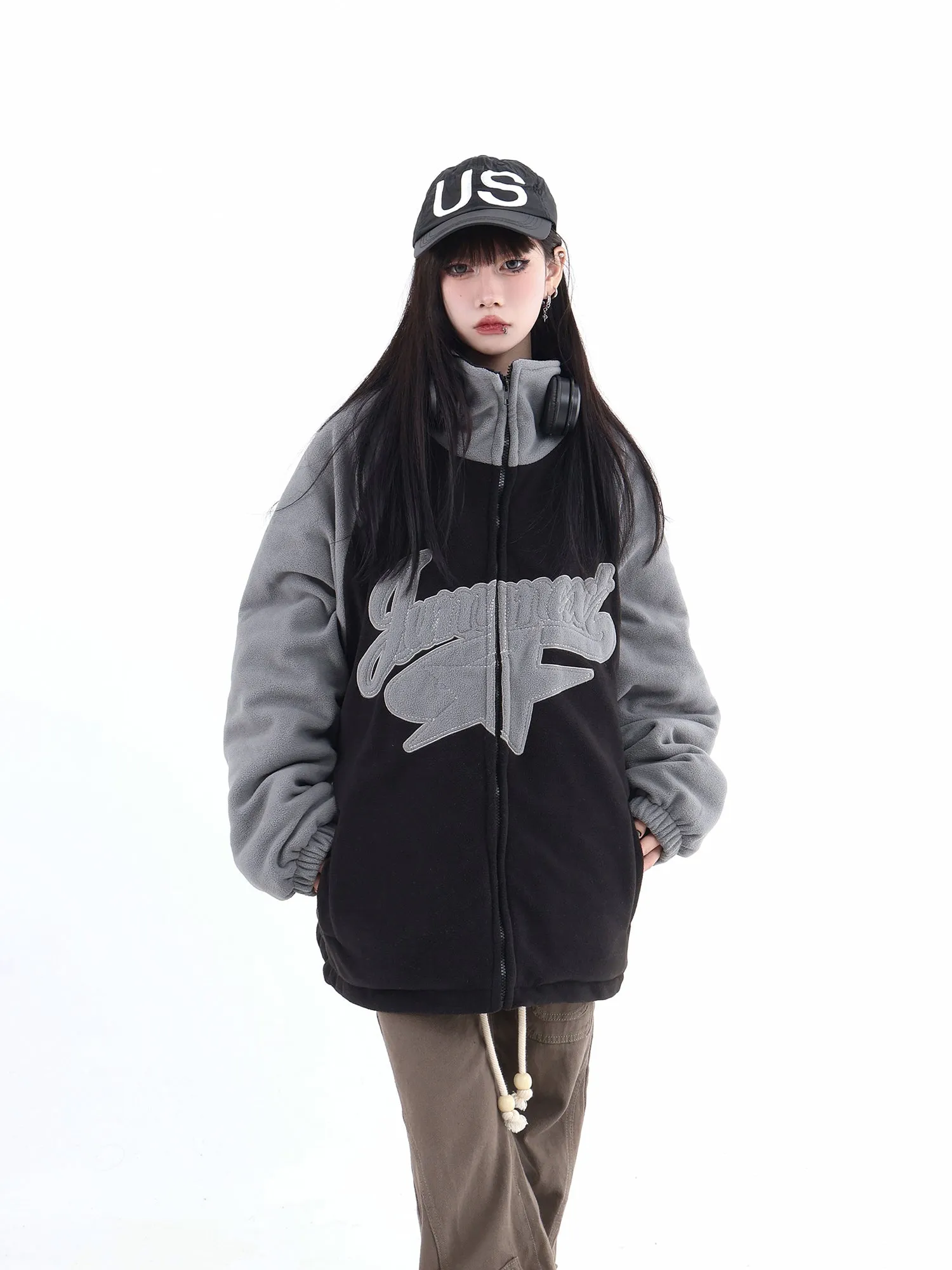 Embroidered Logo & Star Teddy Jacket