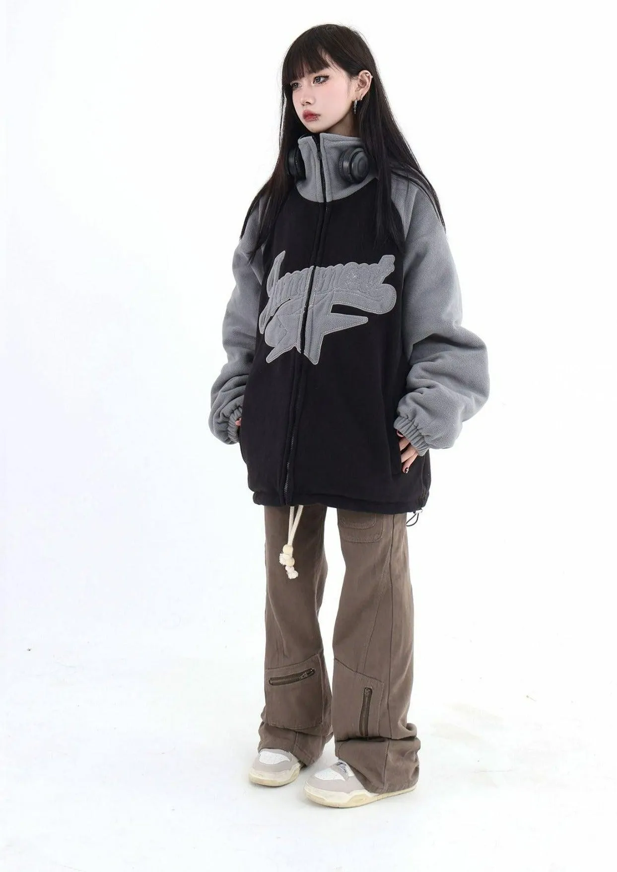 Embroidered Logo & Star Teddy Jacket