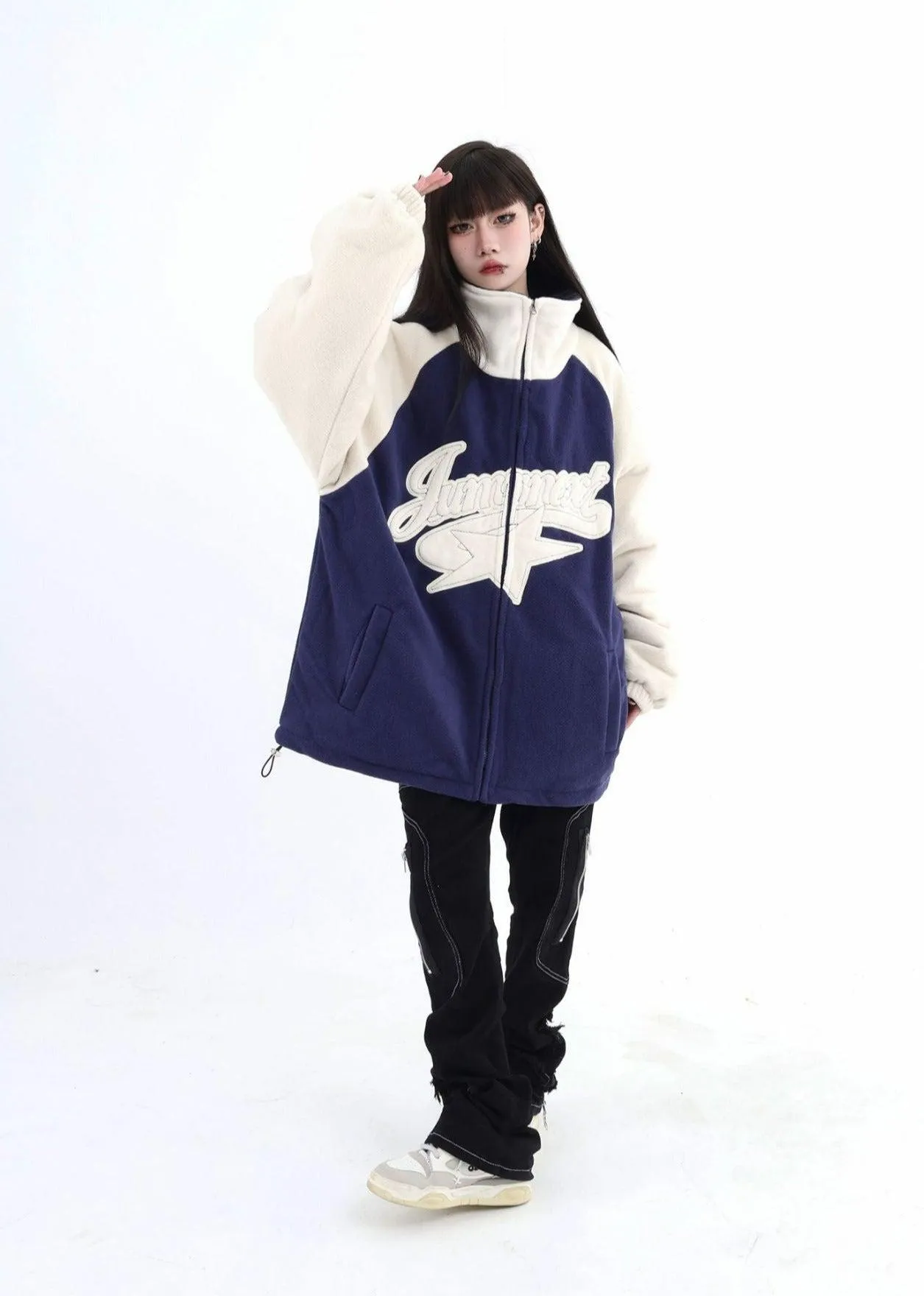 Embroidered Logo & Star Teddy Jacket