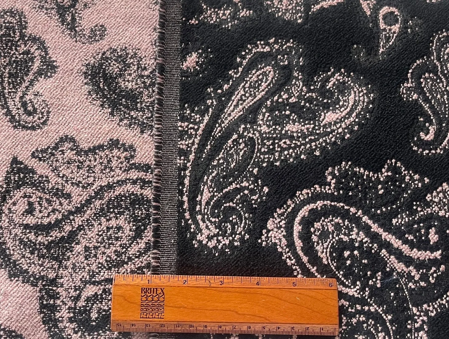 Etro Rosewood & Black Paisley Reversible Wool Basketweave (Made in Italy)