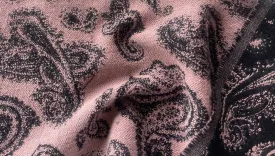 Etro Rosewood & Black Paisley Reversible Wool Basketweave (Made in Italy)