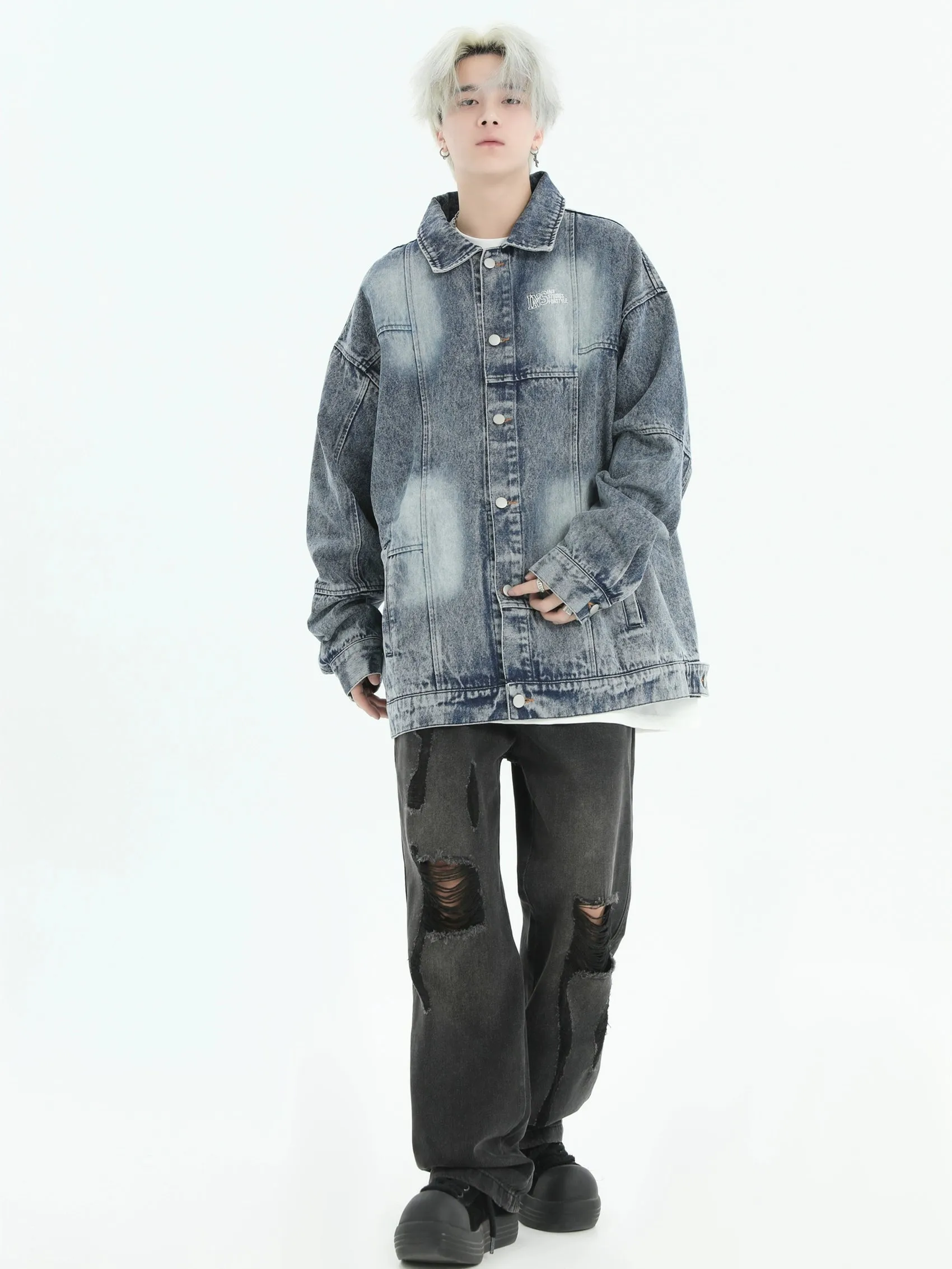 Fade Spots Detail Denim Jacket