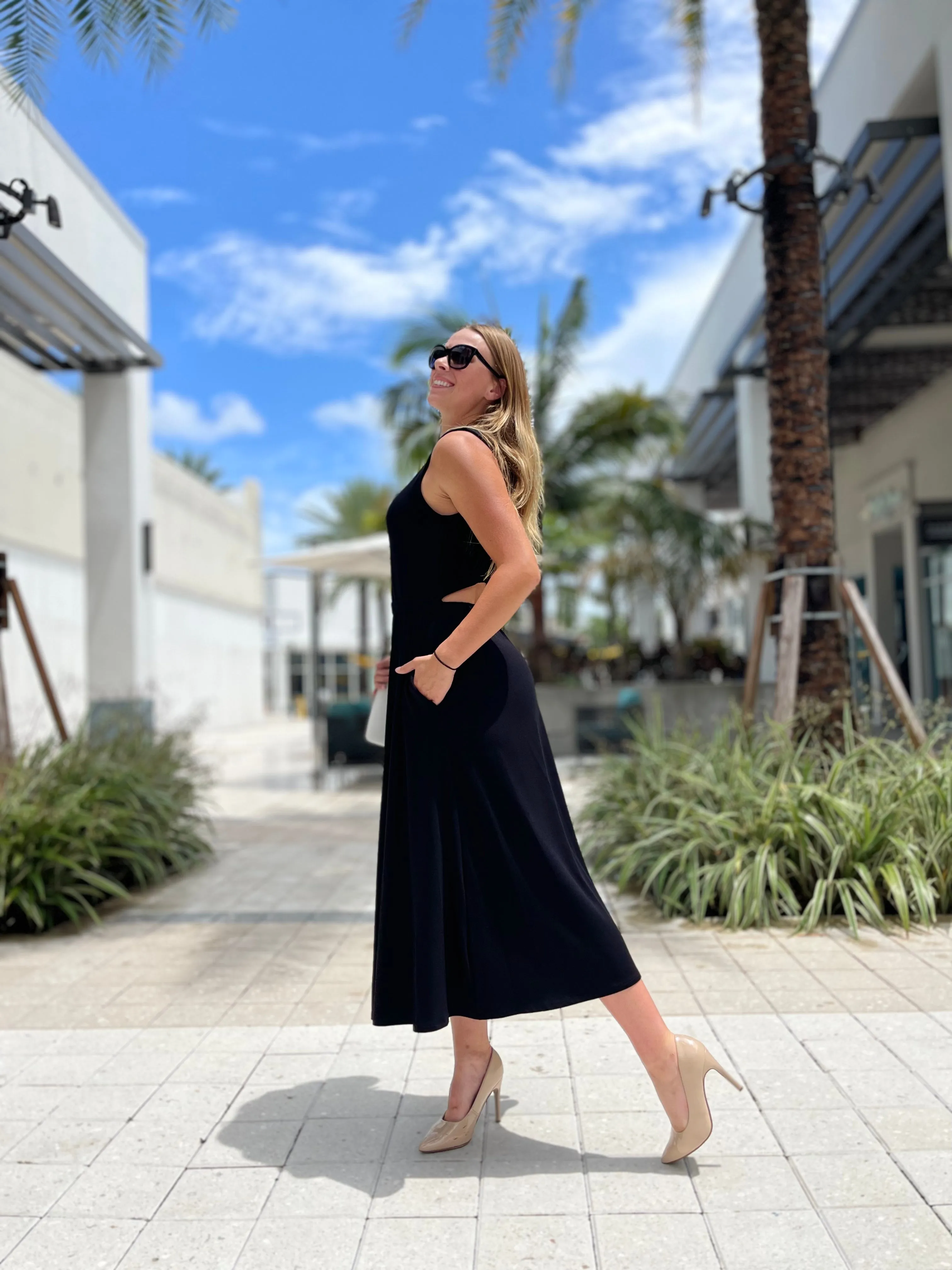 Fifteen Twenty Open Back Dress Black