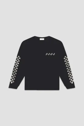Flaneur Homme 3D CHECKERED LONG SLEEVE T-SHIRT IN VINTAGE WASHED BLACK