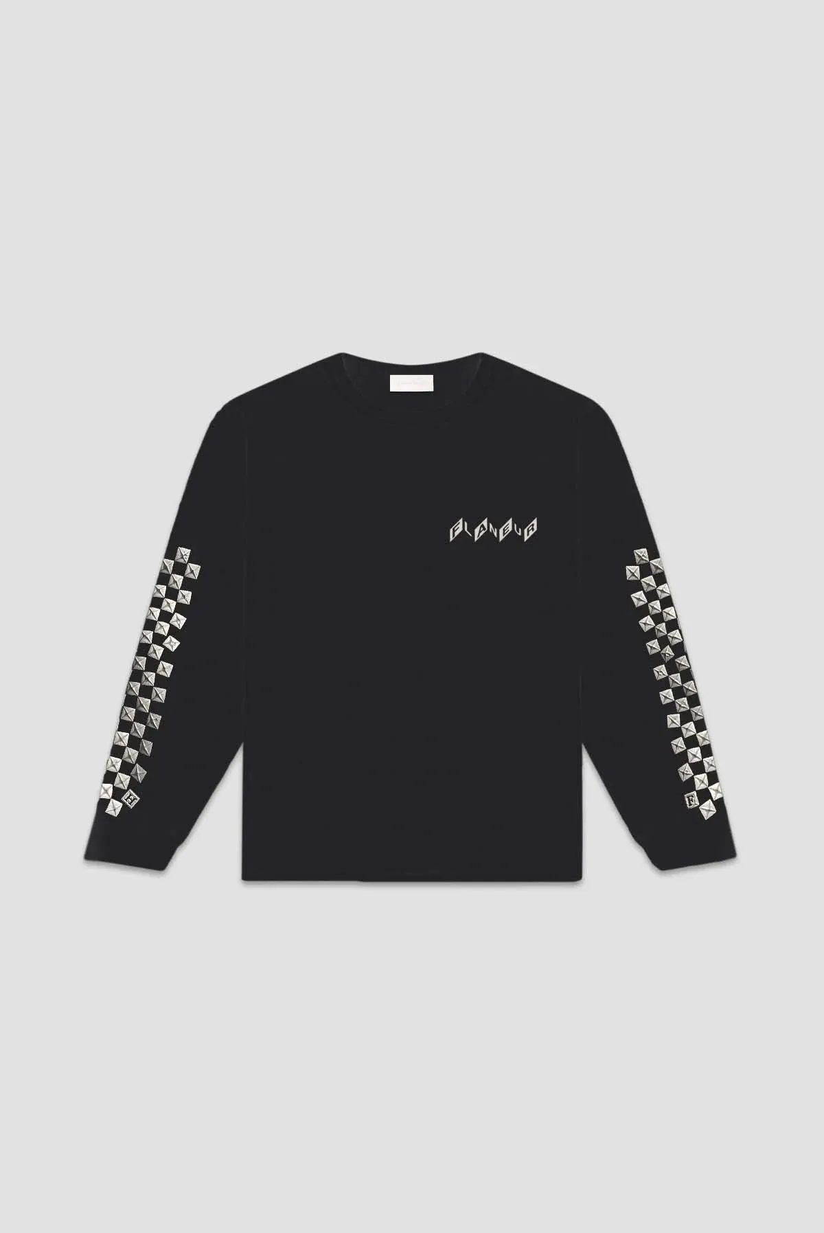 Flaneur Homme 3D CHECKERED LONG SLEEVE T-SHIRT IN VINTAGE WASHED BLACK