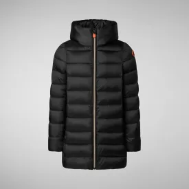 Girls' animal free hooded puffer jacket Oriana in black