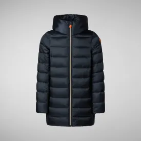 Girls' animal free hooded puffer jacket Oriana in blue black