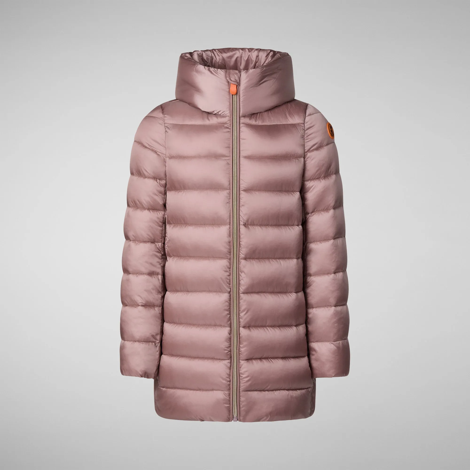 Girls' animal free hooded puffer jacket Oriana in misty rose